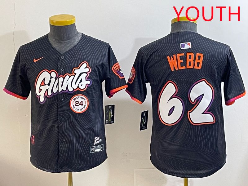 Youth San Francisco Giants #62 Webb Black Joint Name 2025 Nike MLB Jersey style 11->youth mlb jersey->Youth Jersey